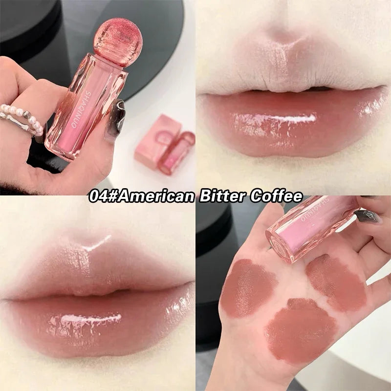 Mirror Lip Glaze Gloss Lasting Waterproof Non Stick Cup Bright Lipstick Lip Ink Tint Luxury Korean Nude Pink Makeup Cosmetics