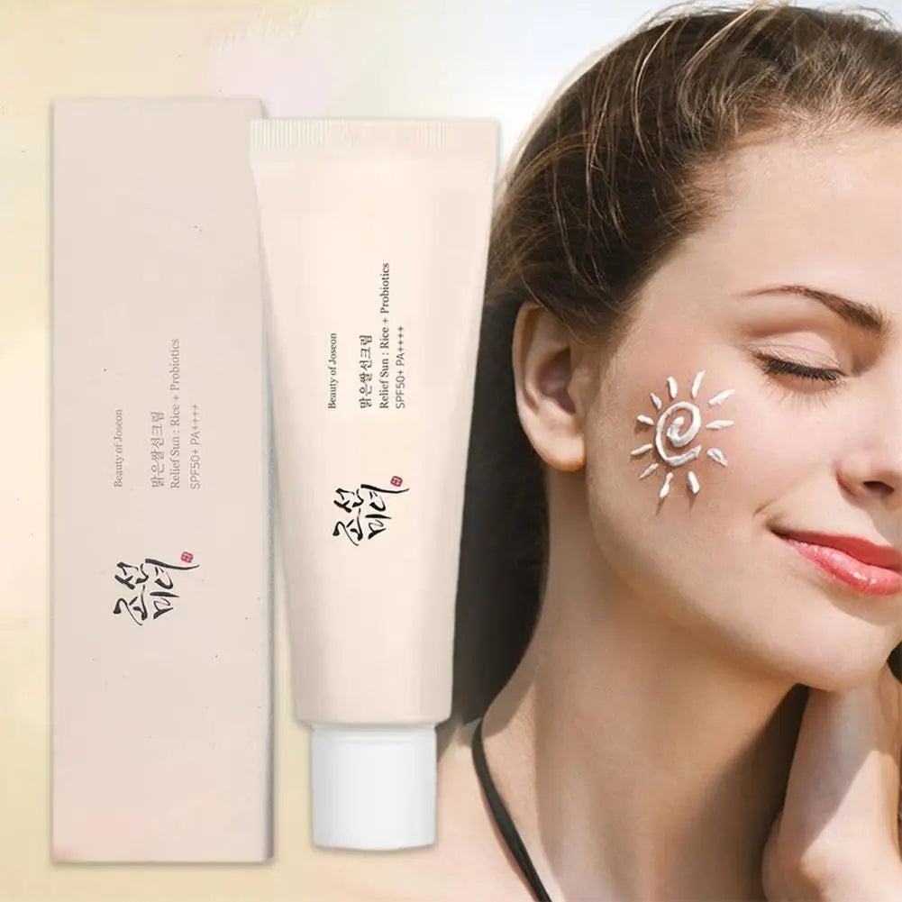 Rice Sunscreen Spf50+ Sunscreen Lasting Moisturizing Face Cream Anti UV Sun Block Facial Mild Moisturizer Serum