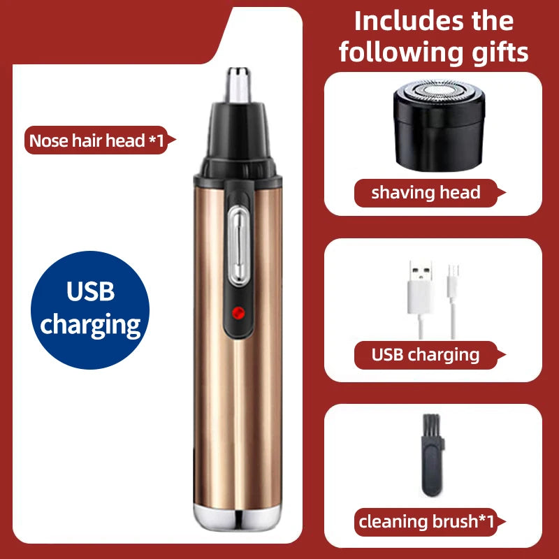 Electric Nose Hair Clipper Rechargeable Multi-kinetic Shaving Two-in-one Unisex Fully Automatic Washable   Trimmer