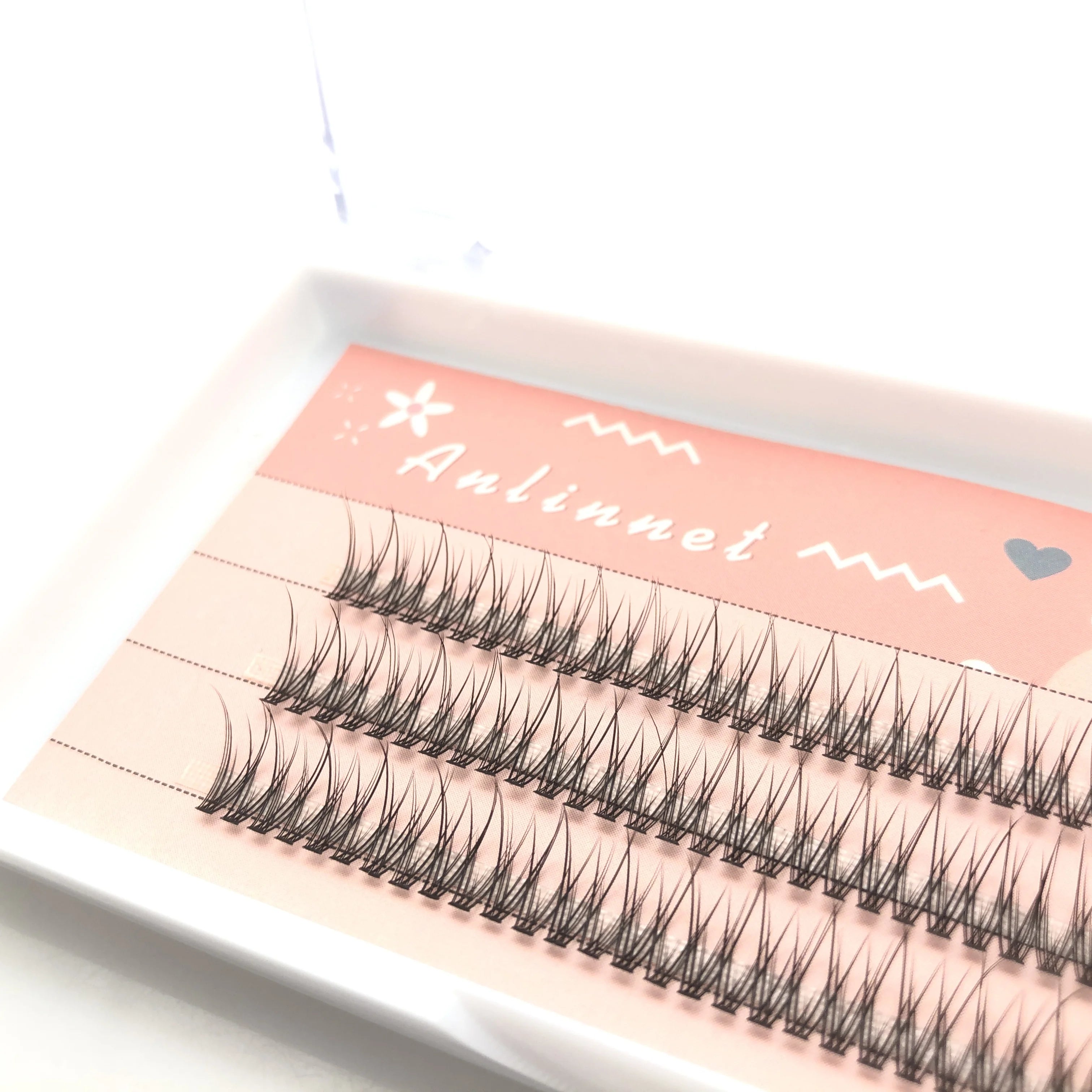 120 Pcs/Box Premium Mink Individual Dovetail Eyelash Extension Natural 3D Cluster Eyelashes Professional Makeup Flared Lashes