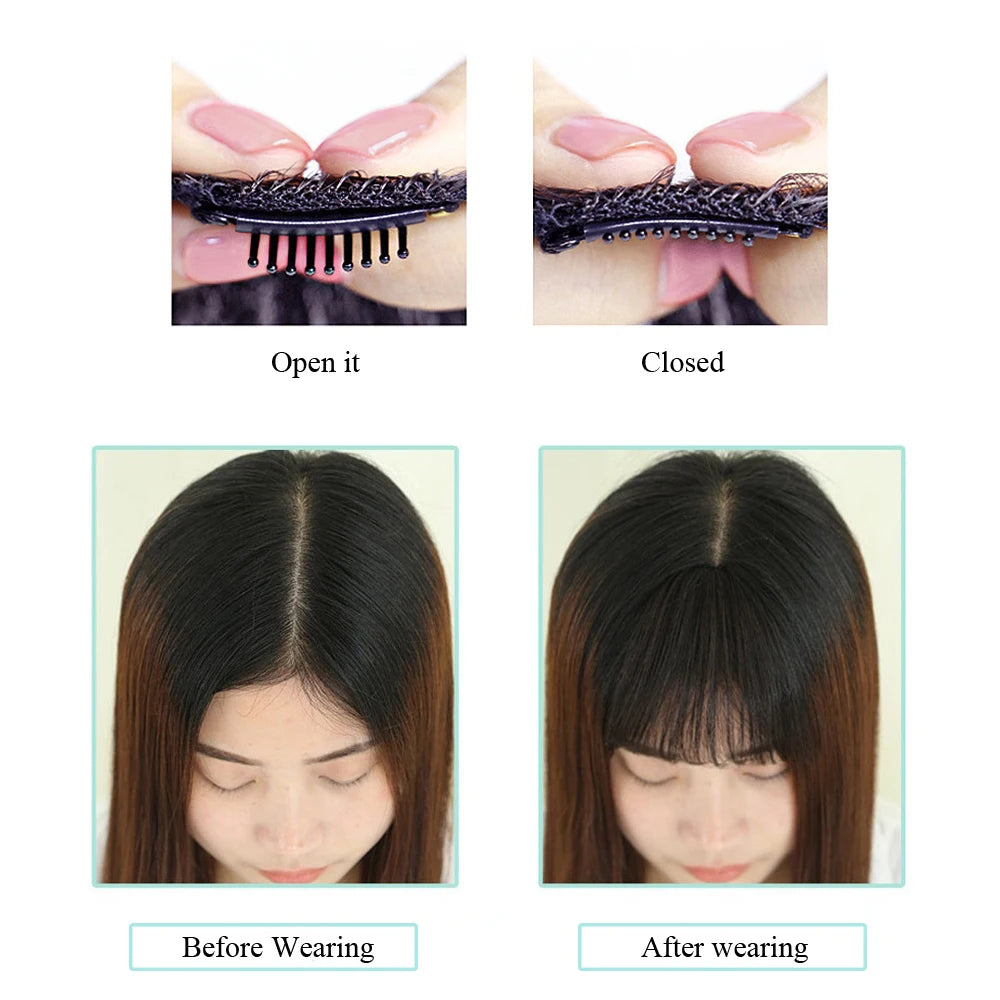 Synthetic Air Bangs Natural Short Brown Black Fake Hair Fringe Extension 1 Clip In Hairpieces Accessories For Women Girl