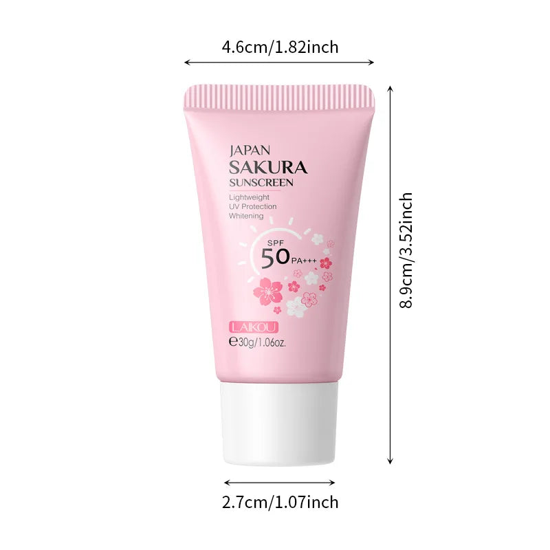 SPF50 Sun Cream Sakura Face & Body Sunscreen 1.06oz Natural Moisturizing Water Resistant Skin Sun Protection Protects Calms