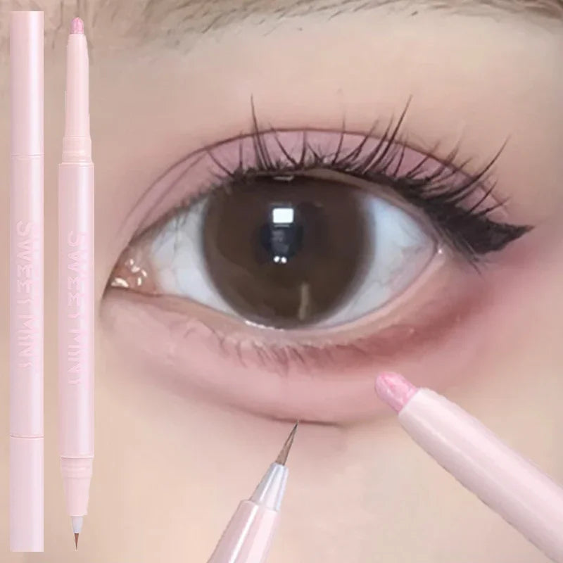 Double Ended Lying Silkworm Pencil Highlighter Makeup Pen Under Eye Highlighter Enlarge Eyes Makeup Stick Slim & Soft Tip