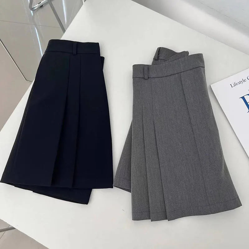 Lucyever Preppy Style A-Line Skirt for Women Summer New High Waist Black Gray Pleated Skirts Female Casual Student Mini Skirts