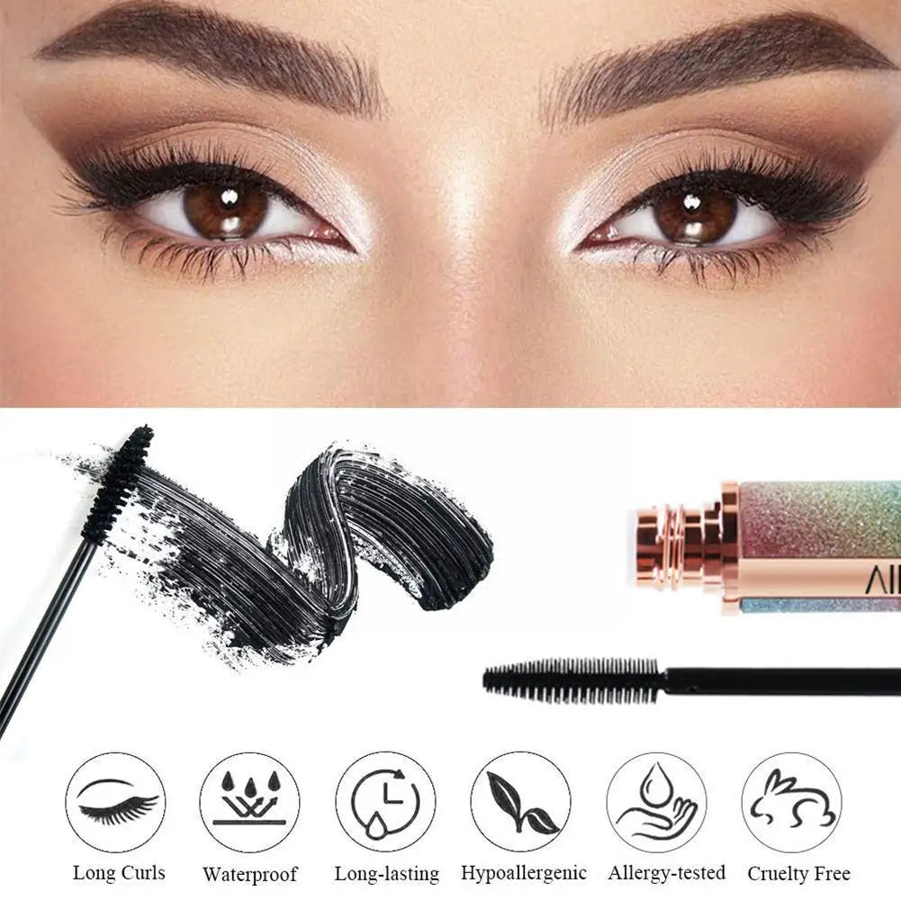 Black Color Mascara Lengthens Silk Fiber 4d Mascara Cosmetics Long Lash Extension Waterproof Eyelashes Lasting Makeup J9z5