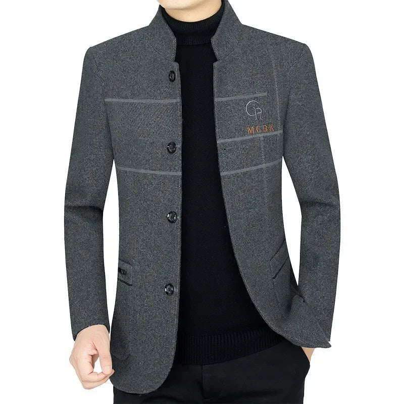 New Men Business Suits Coats Casual Woolen Blazers Jackets Wool Blends Male Autumn Slim Fit Blazers Suits Coats Mens Clothing