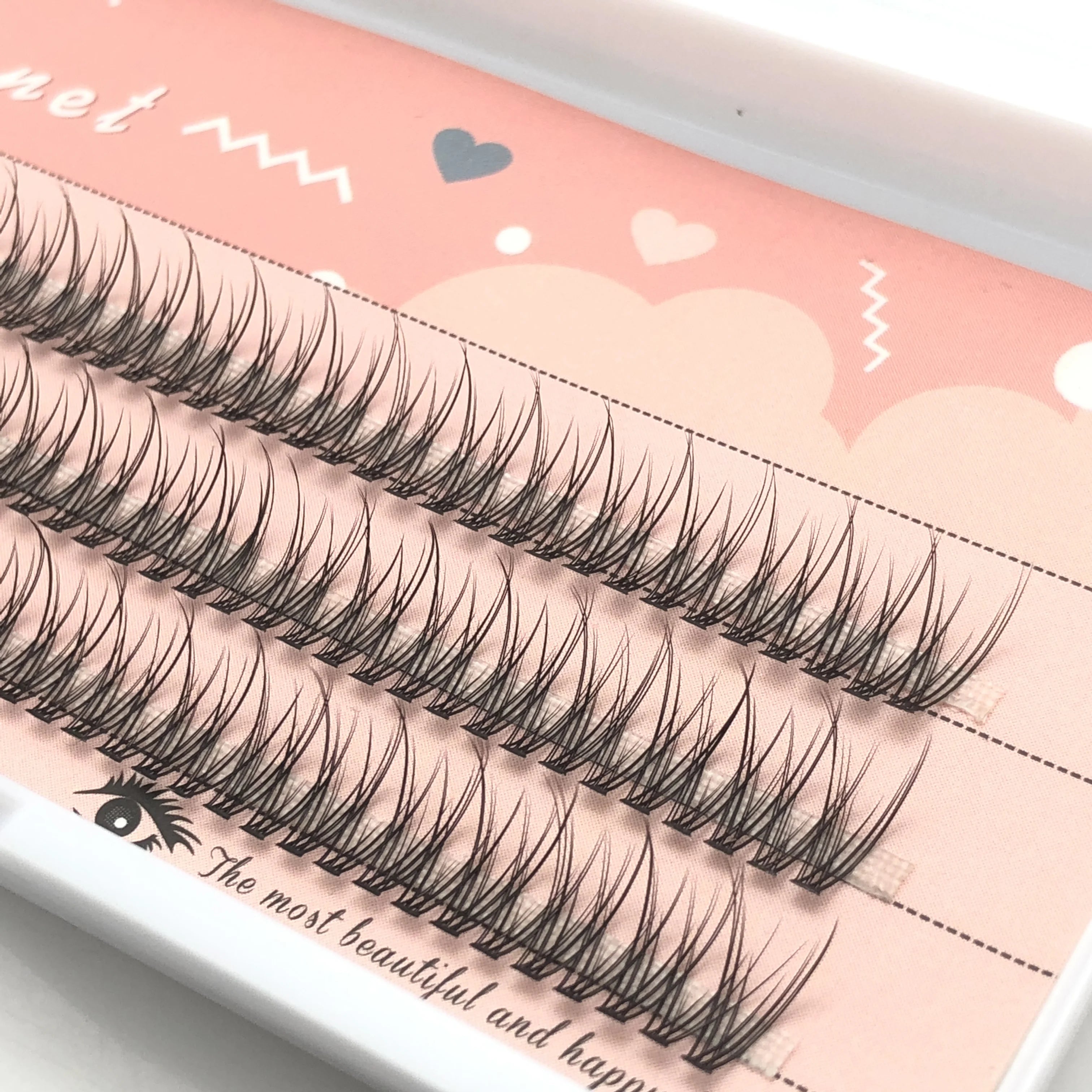 120 Pcs/Box Premium Mink Individual Dovetail Eyelash Extension Natural 3D Cluster Eyelashes Professional Makeup Flared Lashes