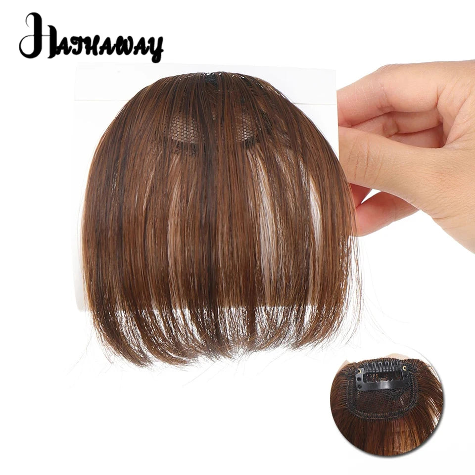 Synthetic Straight bangs  Air bangs Hair Extension Natural Hair Bangs For Women False Bang Black Daily Brown Woman Daily Wear