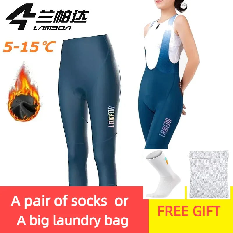 Lameda Winter Bike Pants for Women Thermal Fleece Trousers Bike Pants Women Winter Cycling Bib Long Trousers Windproof Bike Pant