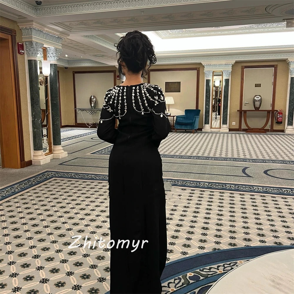 Jiayigong High Quality  Exquisite Classic Square Collar A-line Beading Floor-Length Satin Bespoke Occasion Dresses Evening