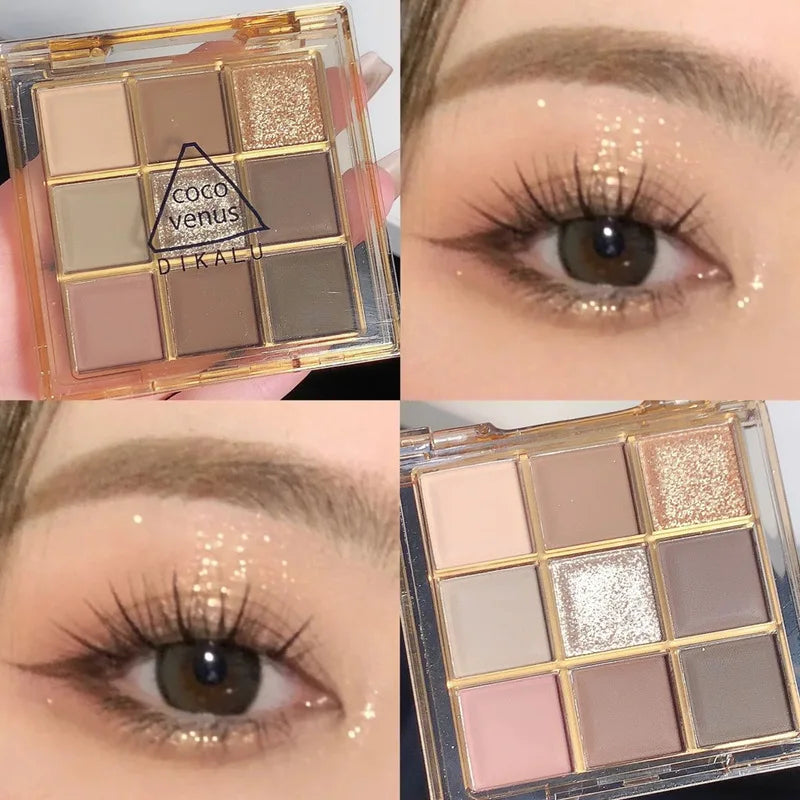 9 Colors Glitter Eye Shadow Palette Luxury Brand Design Shiny Sequins Shadow Eye Pigments Long Lasting Cheap Women Makeup 2024