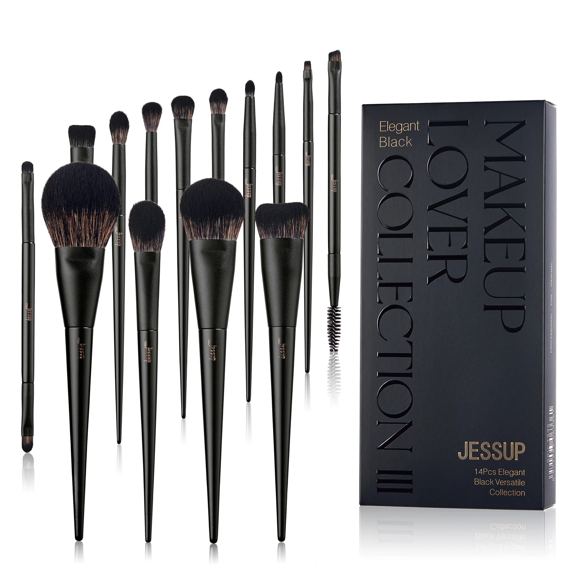 Jessup Makeup Brushes 10-14pc Makeup Brush set Synthetic Foundation Brush Powder Contour Eyeshadow Liner Blending Highlight T329