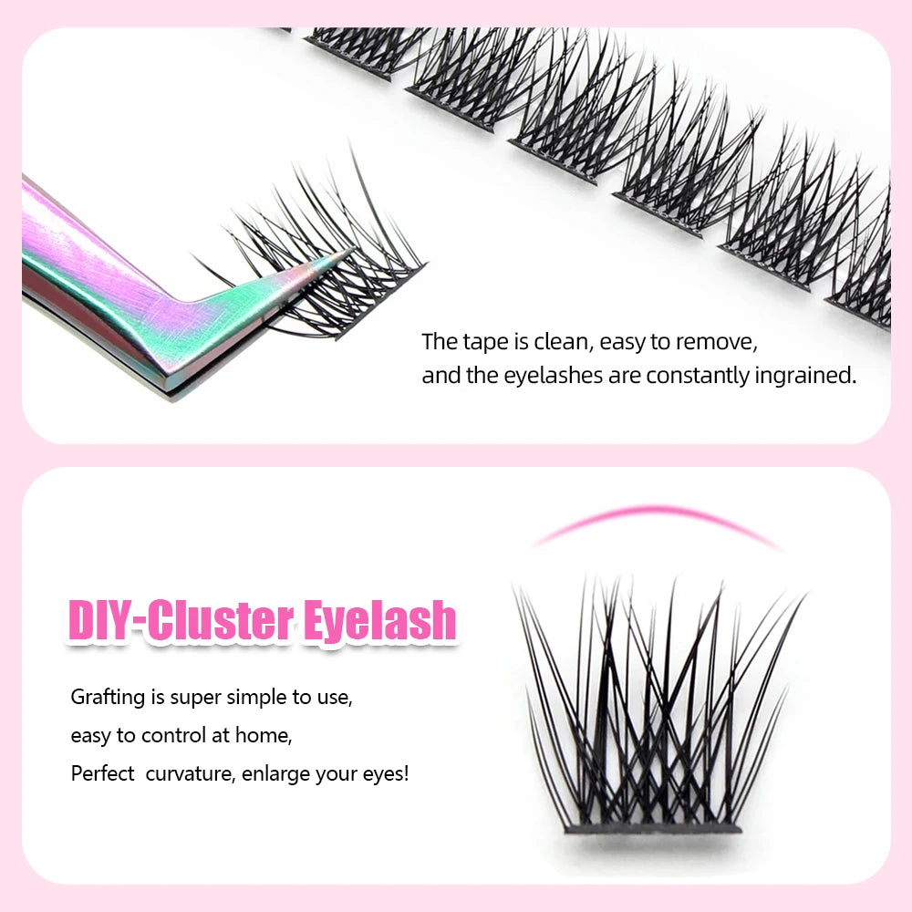 12Lines YUANZHIJIE Segmented Faux Individual Eyelashes Kit lash Strip Easy to Makeup at Home High-end Quality Lashes Extension