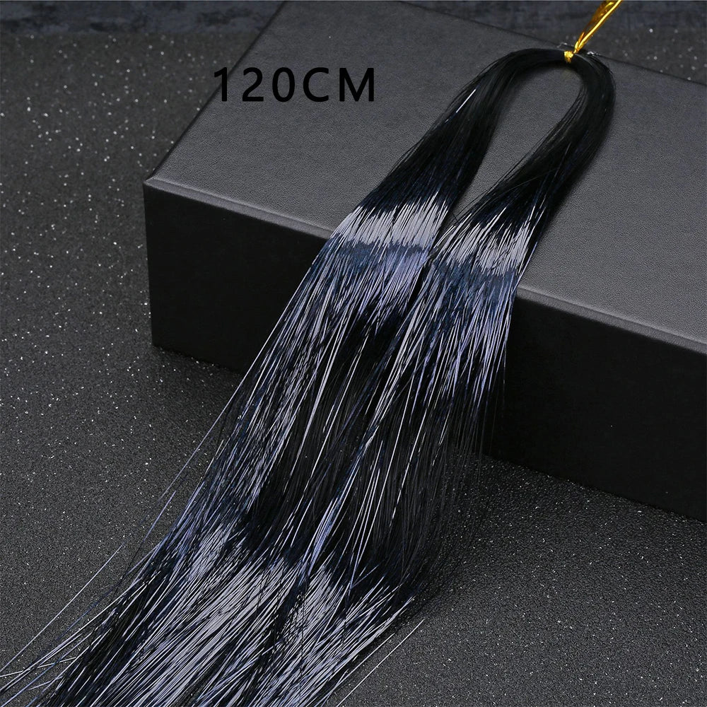 120cm  Sparkle Shiny Hair Tinsel Hair Extensions Dazzles Women Hippie for Braiding Headdress Hair Braiding Tools