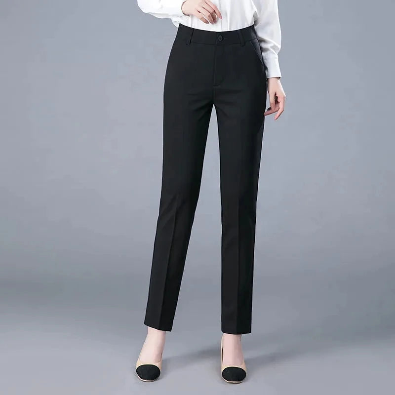 High Waist Formal Ankle Length Pants Women Casual Classic Slim Pantalones Korean Office Pencil Sweatpants Straight Suit Trousers