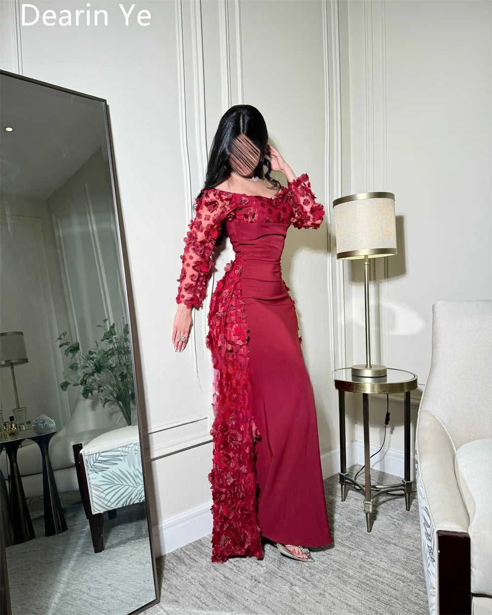 Customized Evening Dress Saudi Arabia Dearin Off-the-shoulder Column Floor Length Skirts Stole Bespoke Occasion Dresses Formal P