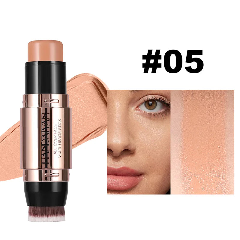 Double-head Face Bronzer Contour Stick Cream Makeup Light Dark Shadow Lasting Concealer Facial Brighten Contouring With Brush