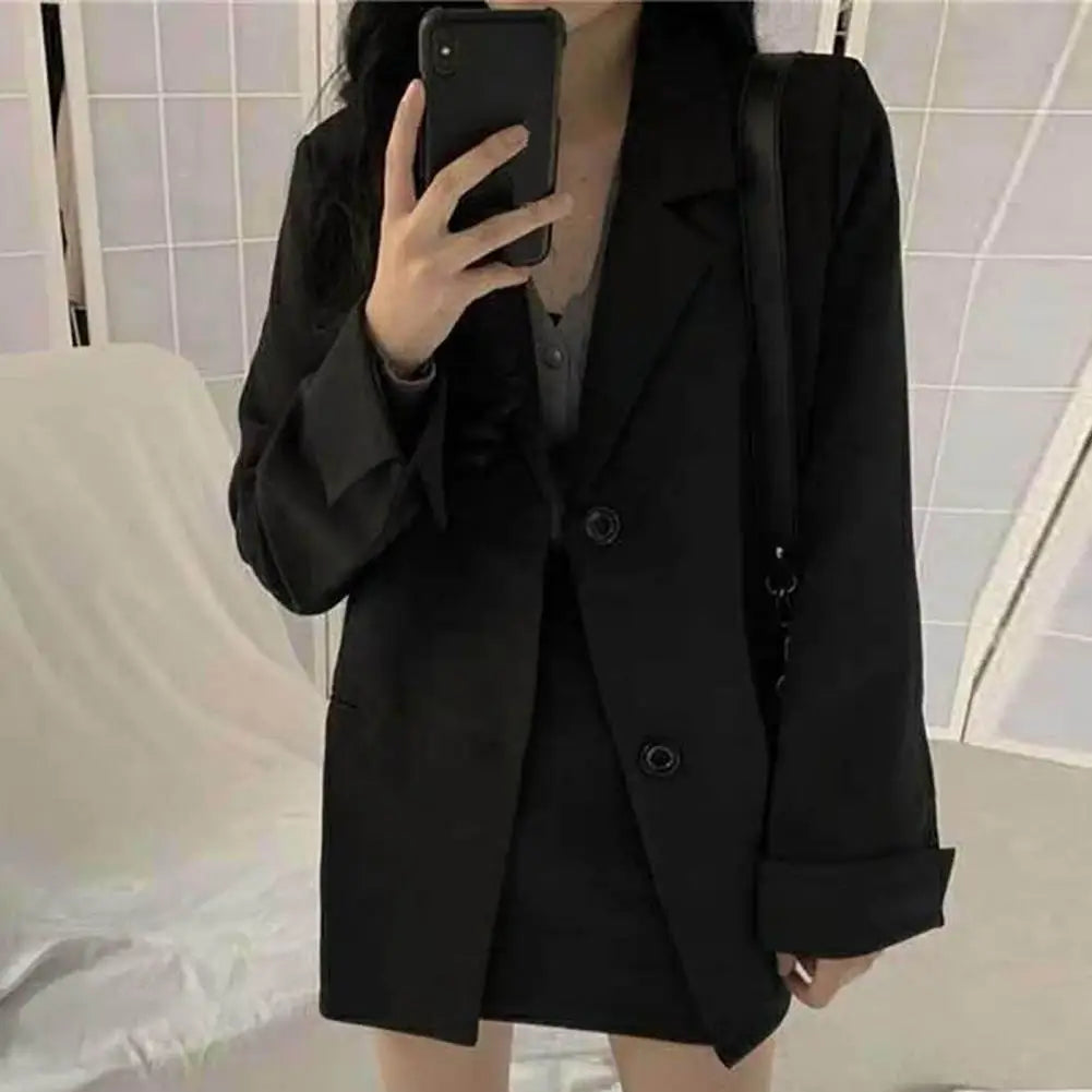 Stylish Women Suit Coat Polyester Spring Autumn Lady Suit Jacket  Streetwear Costumes Button Design Autumn Blazer Daily Wear