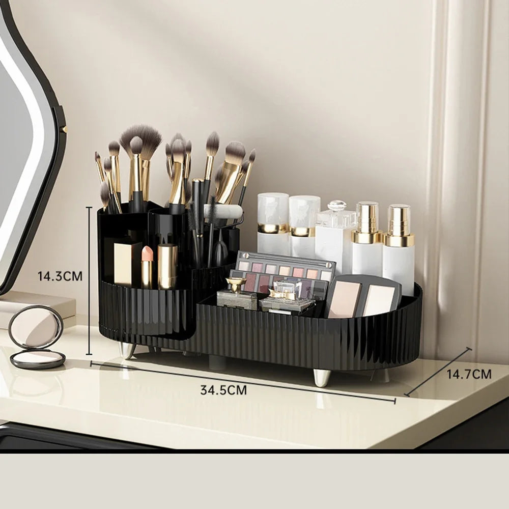 New 360° Rotating Makeup Brush Holder Storag Box Luxury Makeup Organiser Lipsticks Make Up Container Vanity Organizer Box