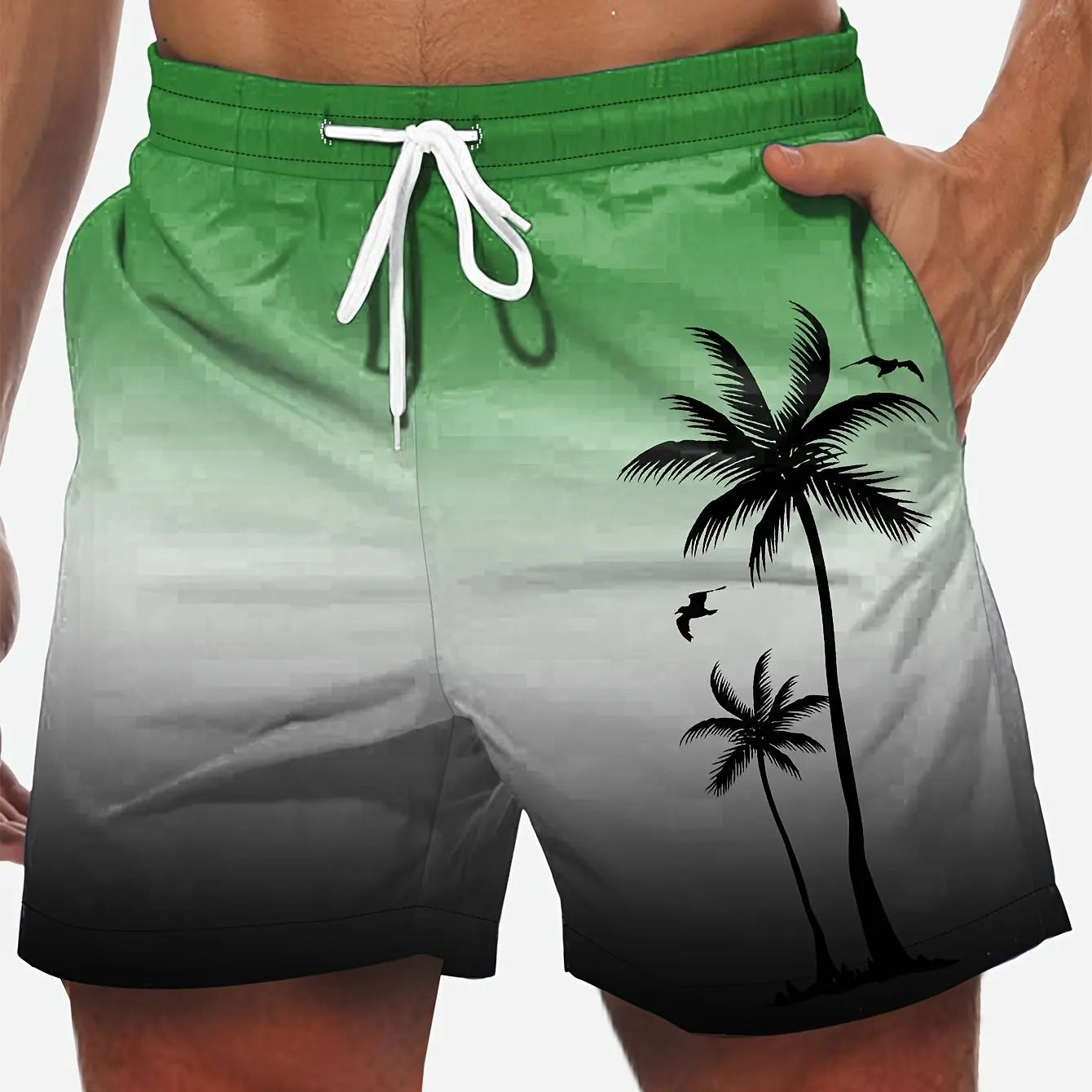 Summer Men's Shorts Quick Drying Hawaii Holiday Sports Swimming Trunks Fashion 3D Coconut Tree Printed Loose Sports Shorts