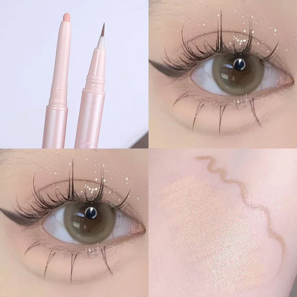 Double Ended Lying Silkworm Pencil Highlighter Makeup Pen enlarge eyes Under Eye Highlighter Makeup Stick Slim & soft  tip