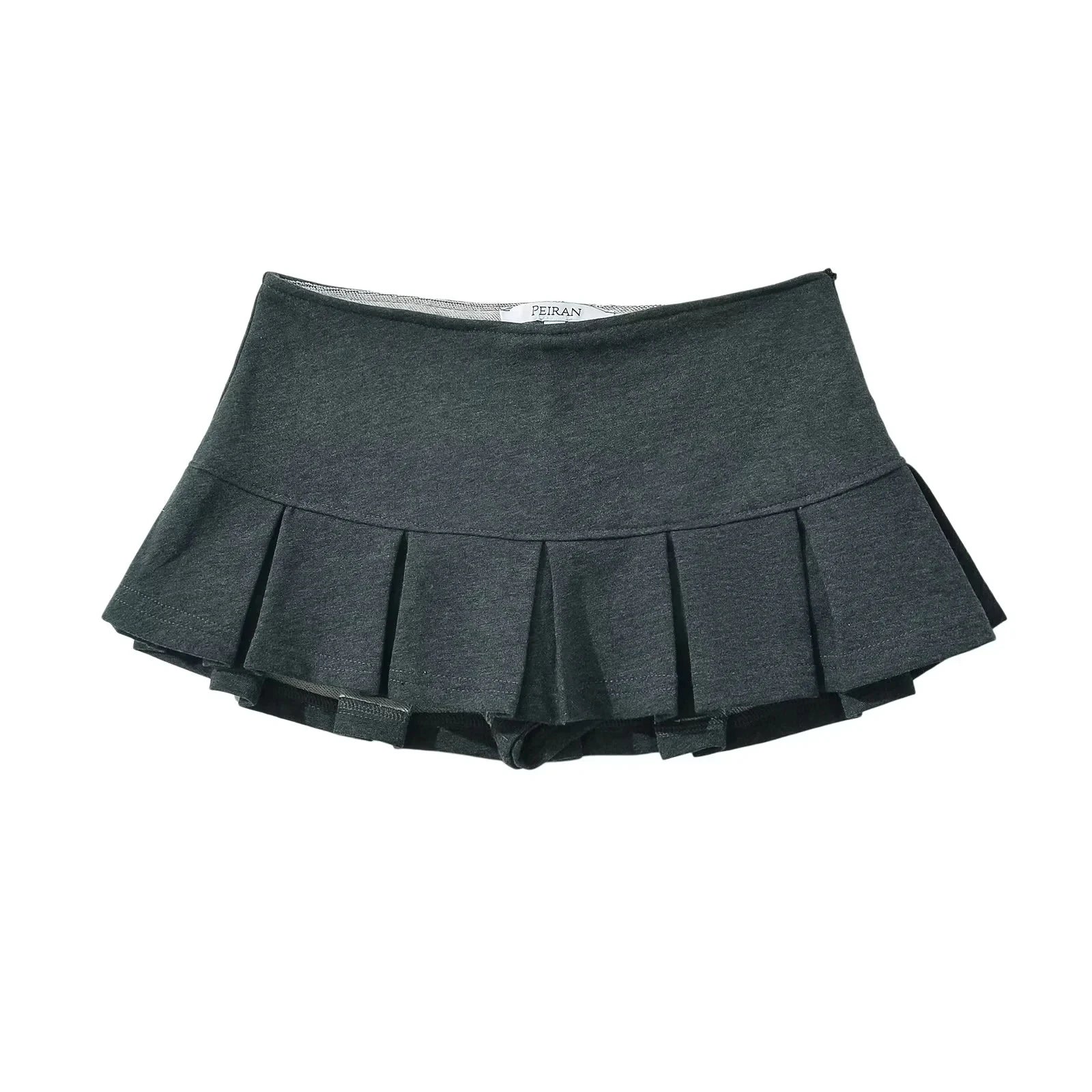 KEYANKETIAN New Women's Terry fabric Low waist Y2K Mini Skirt Wide pleat Decoration Light grey Flounce A Line Skort Hot sweet