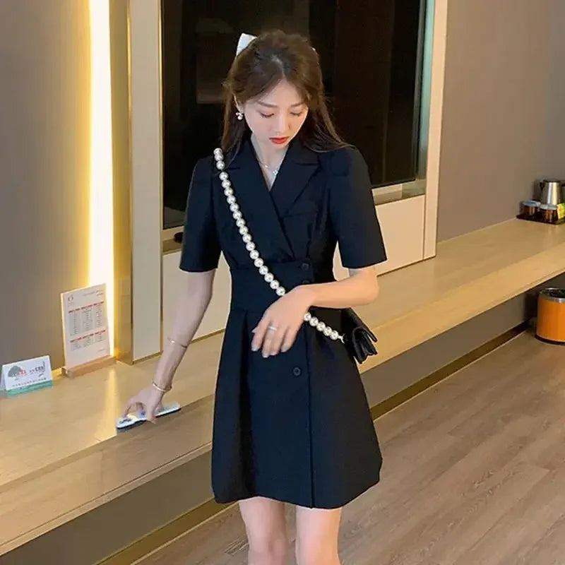 Blazer Short Women's Dress Mini Black Formal Occasion Female Dresses 2024 White Clothing Outfits Korean Style New in Promotion X