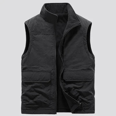 DIMUSI Winter Men's Sleeveless Jackets Male Reversible Warm Waistcoats Casual Outwear Men Fleece Thermal Soft Vests Clothing 6XL