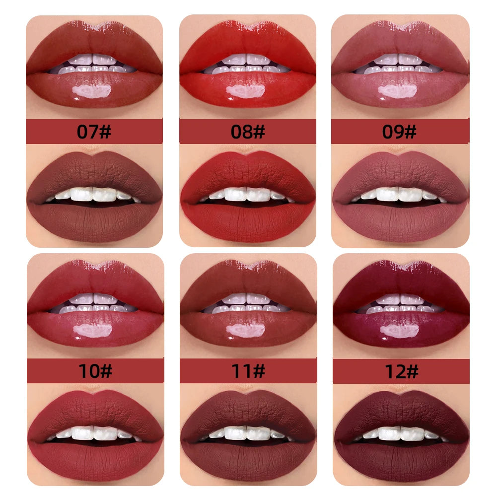 2 In 1 Stick High-quality Lip Makeup Matte Waterproof Long Lasting Permanent Lipstick Lipstick Double End Mirror Lip Glaze Tint