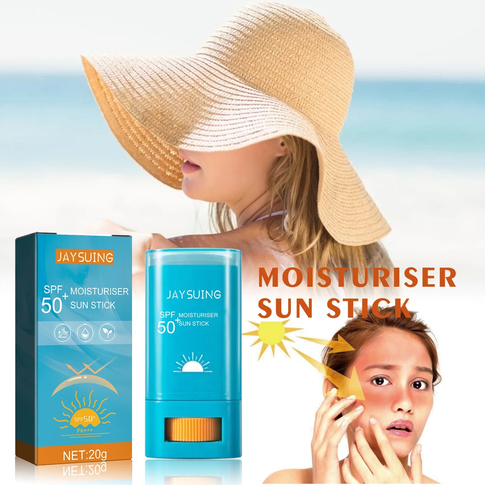 Clear Sunscreen Stick SPF 50+ Invisible Broad-Spectrum Face Sunscreen Wear Under & Over Makeup Lightweight Formula All Skin Type