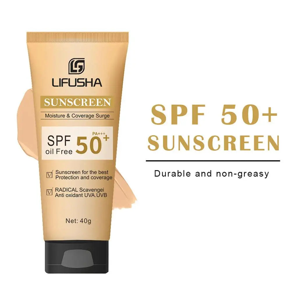 SPF 50 Face Sunscreen Foundation Sunblock Skin Protective Cream Oil-control Moisturizing Sun Screen Cream 40g