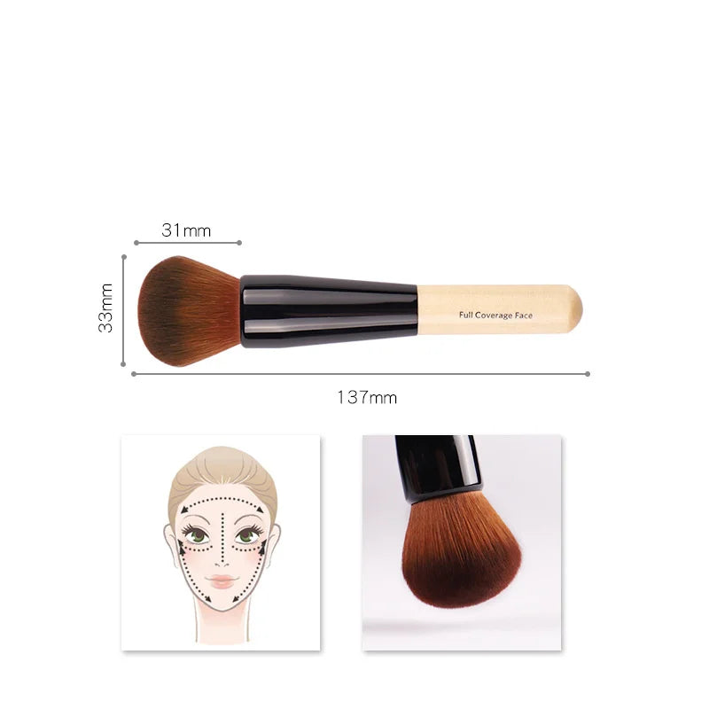 Luxury Champagne Makeup Brushes Flat Top Foundation Brush Large Face Brush Repair Brush Contour Brush for Liquid Cream Powder