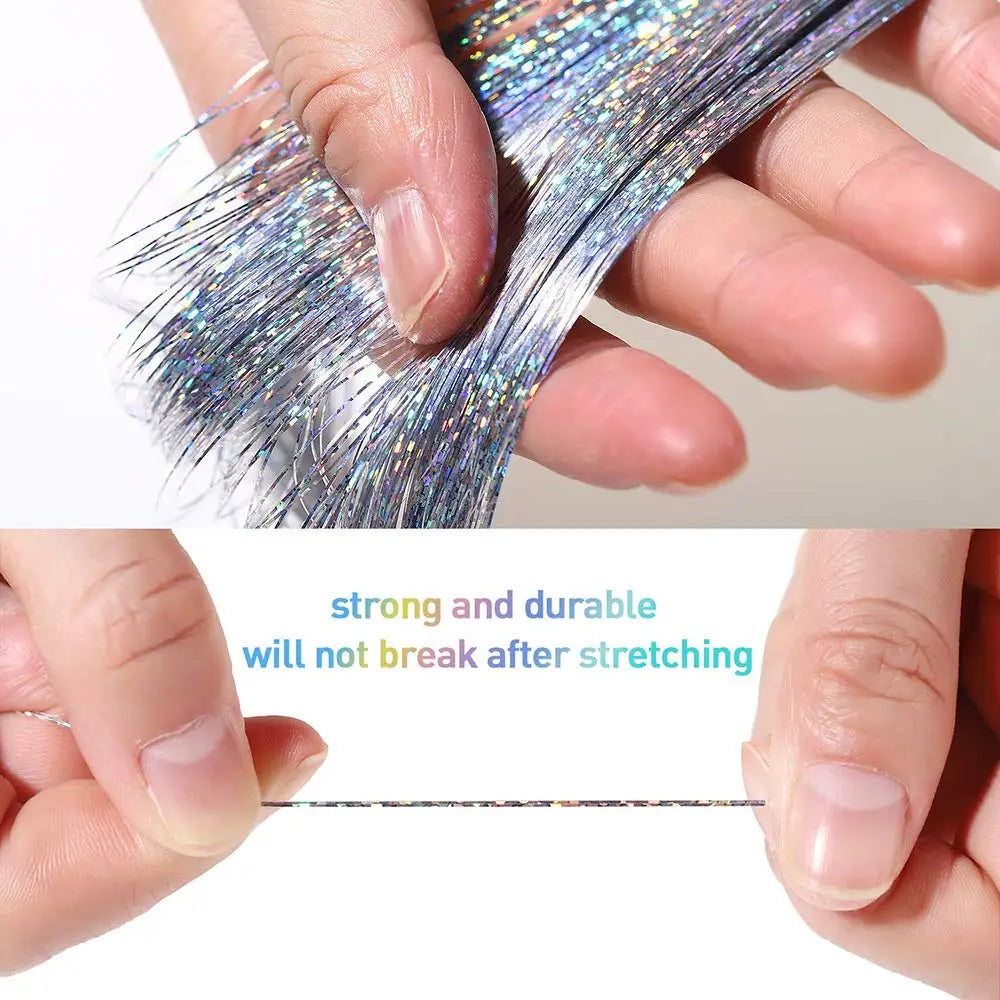 120cm  Sparkle Shiny Hair Tinsel Hair Extensions Dazzles Women Hippie for Braiding Headdress Hair Braiding Tools