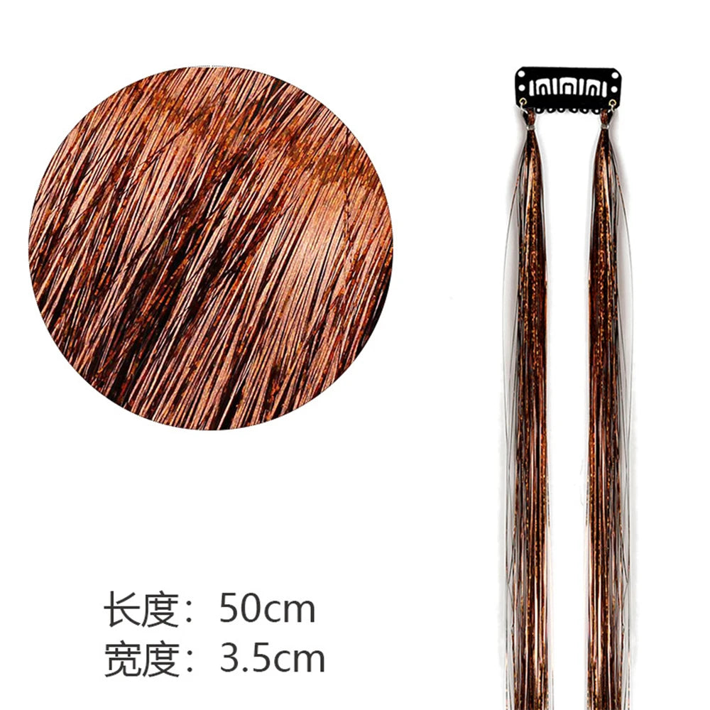 Sparkle Shiny Hair Tinsel Rainbow Silk Hair Extensions Dazzles Women Hippie for Braiding Headdress Long 120cm 150 Strands/bag