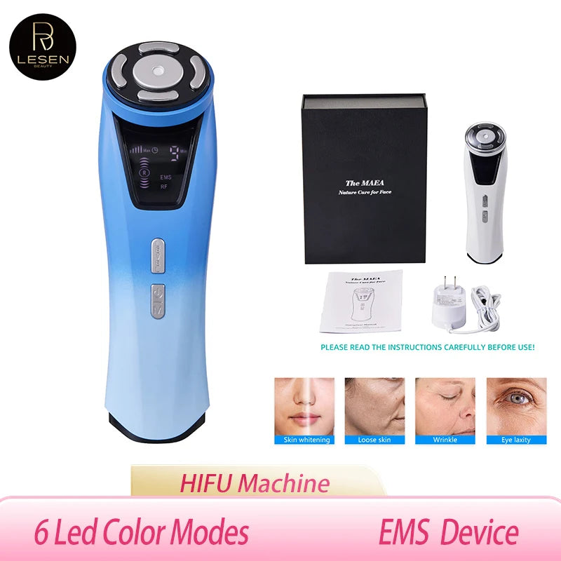 EMS HIFU Facial Radiofrequency Microcurrent Skin Rejuvenation Ultrasonic Facial Lift and Wrinkle Reducer Beauty Device Skin care