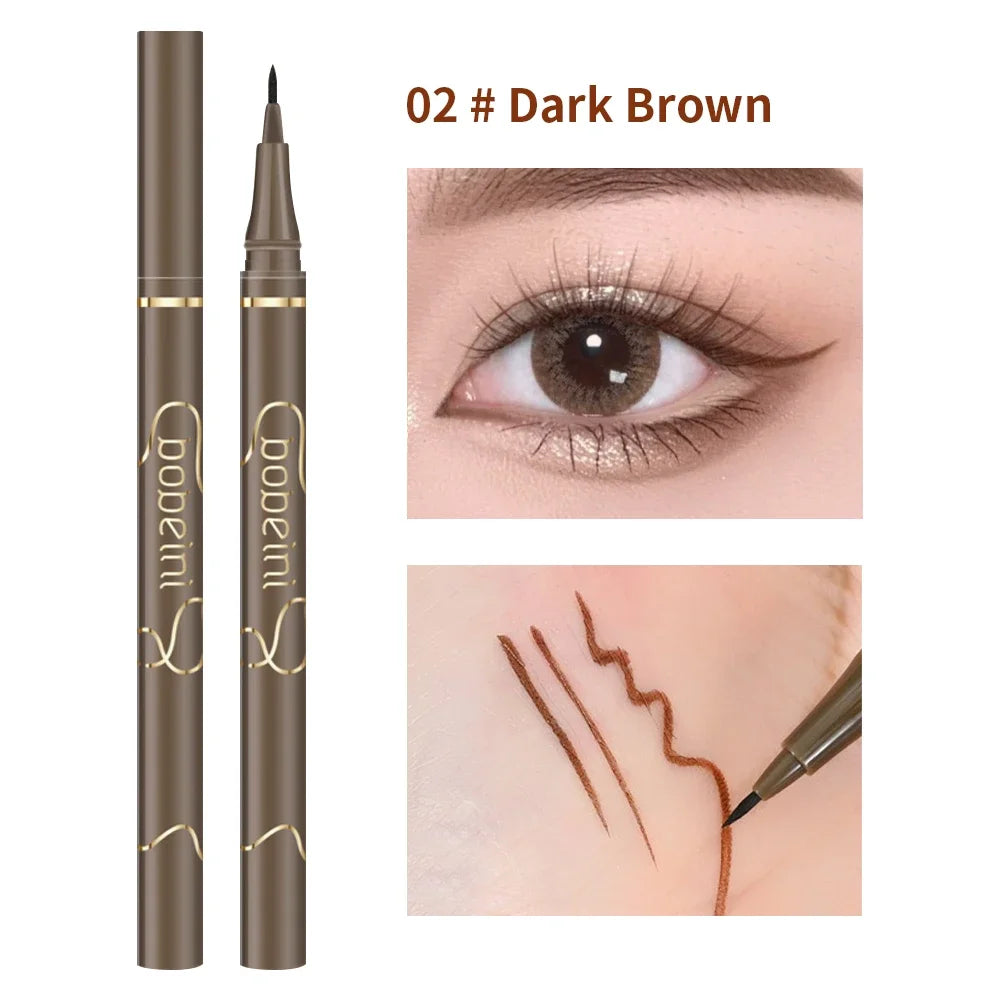 Waterproof Quick Dry Liquid Eyeliner Pen Ultra-fine Matte Black Brown Lasting Lying Silkworm Eyeliner Pencil Beauty Eyes Makeup