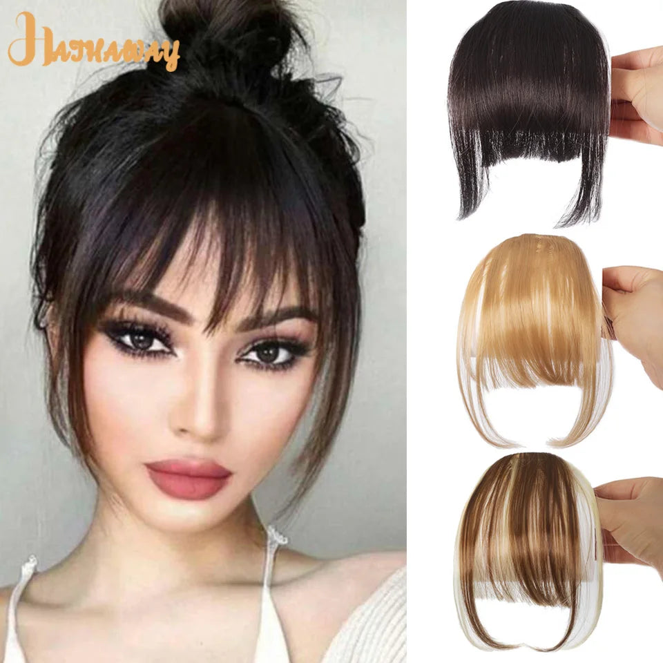 Synthetic Straight bangs  Air bangs Hair Extension Natural Hair Bangs For Women False Bang Black Daily Brown Woman Daily Wear