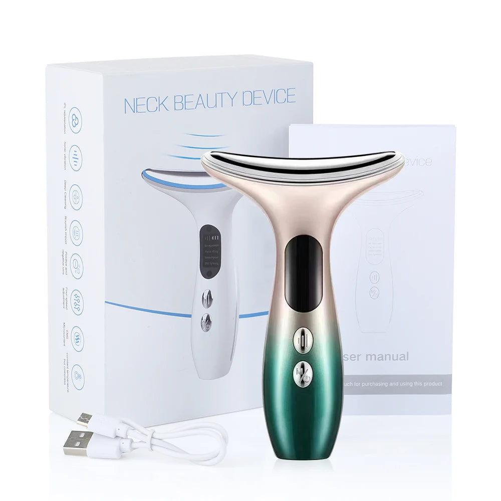 EMS Microcurrent  Face Neck Beauty Device LED Photon Firming Rejuvenating Anti Wrinkle Thin Double Chin Skin Care Facial Massage