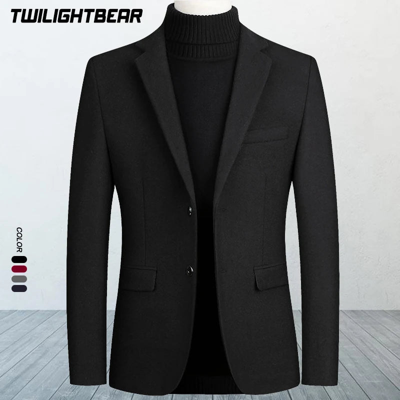 New Men's Wool Blazers Male Suit Jacket Oversized Solid Business Casual Winter Jacket Men Clothing Wedding Suit Coat 4XL AFJ002