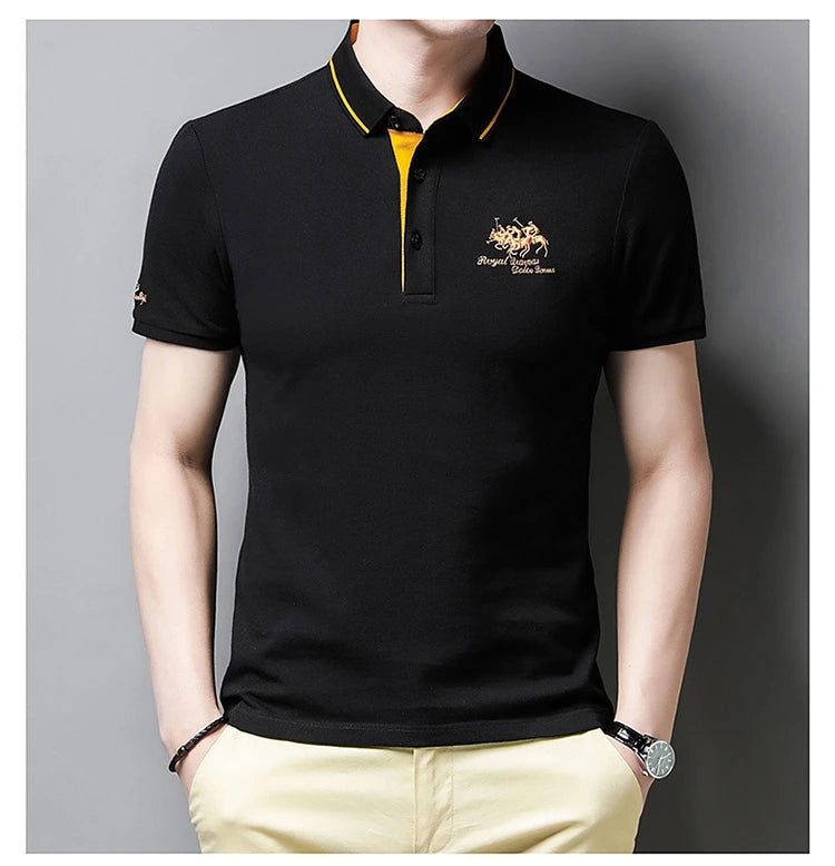 Embroidered Men's Pure Cotton Popsicle Cotton Hot Selling Polo Shirt Summer New Business Casual Breathable Polo Shirt For Men