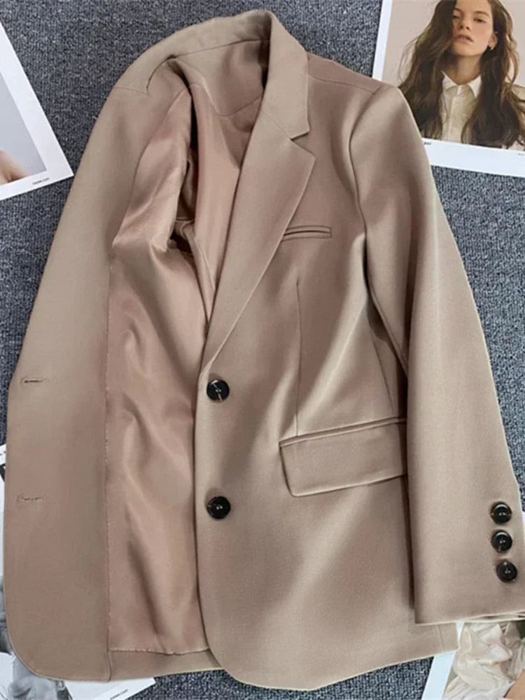 Women's Jacket New in Korean Fashion Small Suit Top Brown Suit Coat Clothes Loose Straight Temperament Slim Blazer for Women