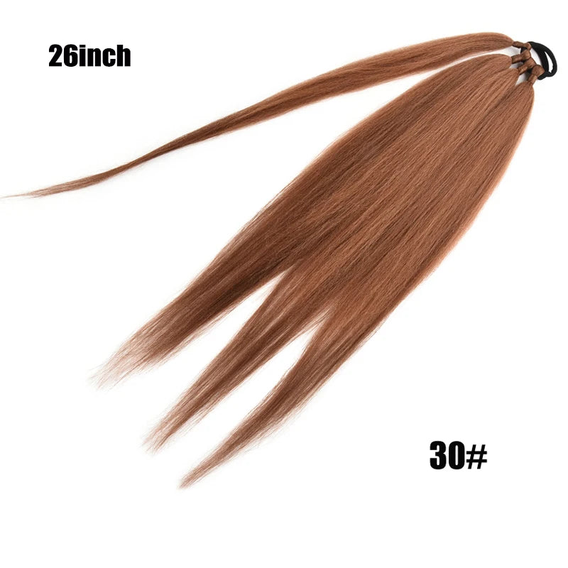 26/34inch Synthetic Long Braided Ponytail Hair Extensions Synthetic Boxing Braids Wrap Around Chignon Tail With Rubber Band