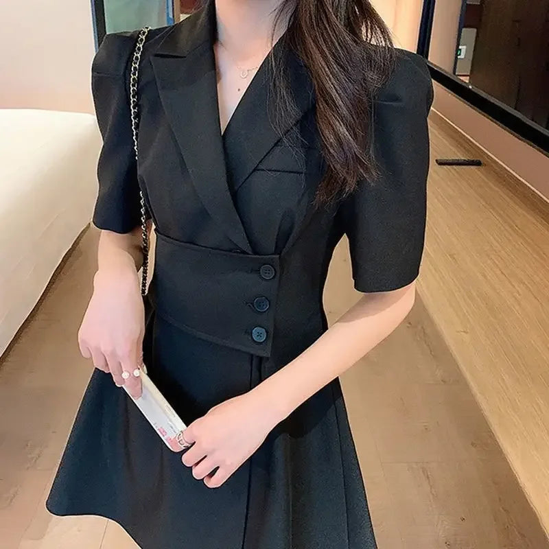 Blazer Short Women's Dress Mini Black Formal Occasion Female Dresses 2024 White Clothing Outfits Korean Style New in Promotion X