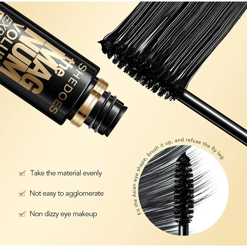 4d Waterproof Mascara Thicken Lengthen Curling Liquid Fiber Eyeblack Long Lasting Makeup Natural Black Professional Eyelash