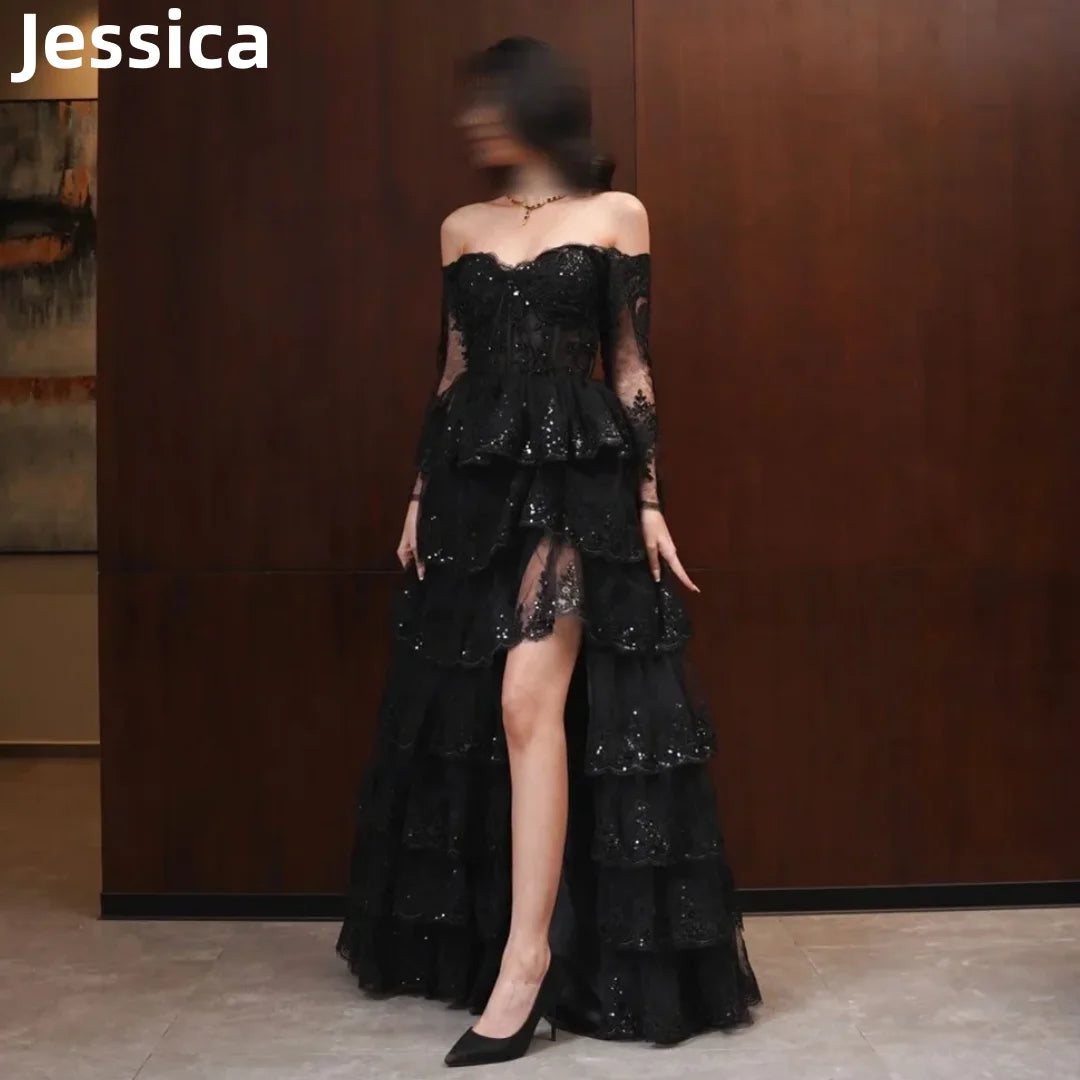 Jessica BlackProm Dresses Glitter Tulle Princess Graduate Evening Dresses Formal Wedding Party Dresses Robes De SoiréeCustomized