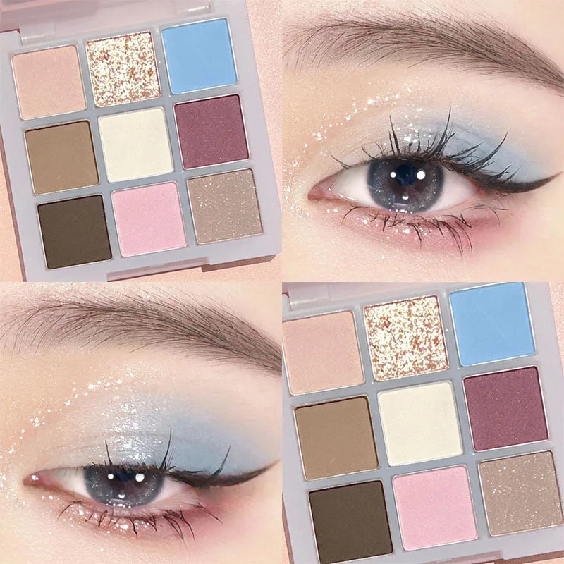 9 Colors Glitter Eye Shadow Palette Luxury Brand Design Shiny Sequins Shadow Eye Pigments Long Lasting Cheap Women Makeup 2024