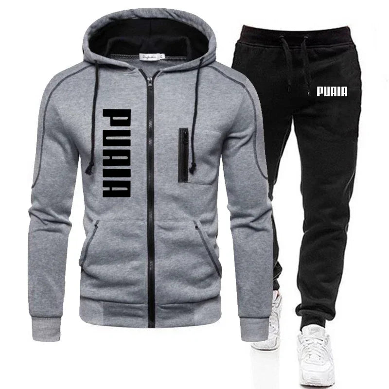 Korea Men Jacket Tracksuit Casual Sports Suit Men's Set 2023 Autumn Winter Two Pieces Set Mens Sportswear Plus Pants Suit