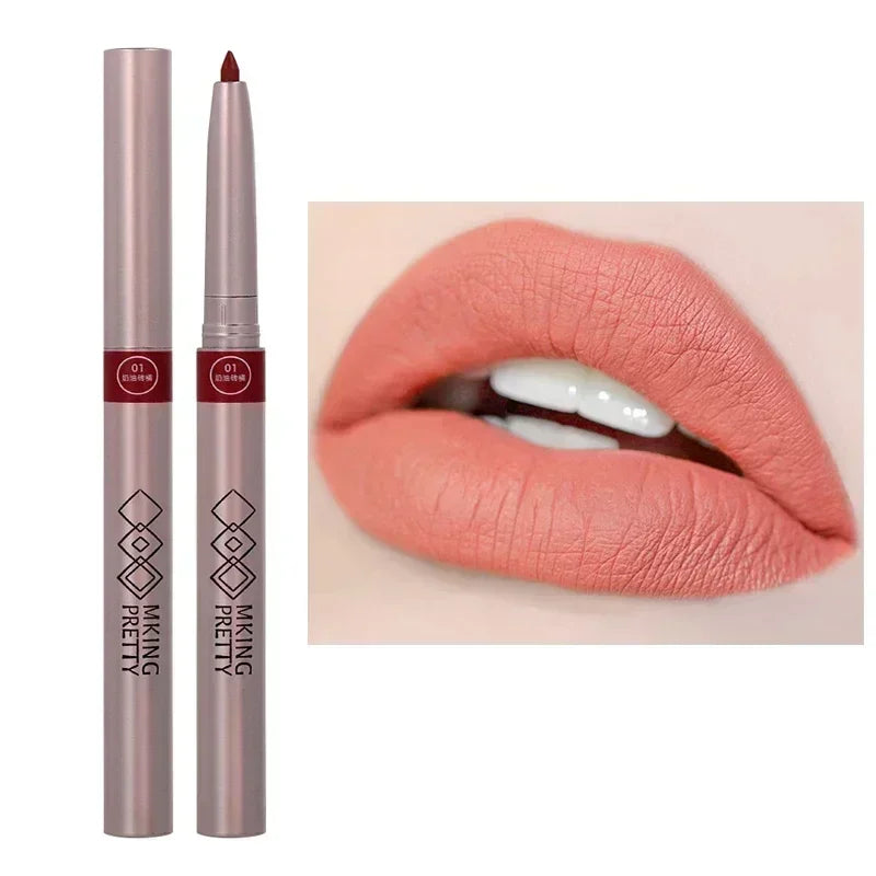 Nude Brown Lipliner Pen Waterproof Sexy Red Matte Contour Tint Lipstick Lasting Non-stick Cup Lipliner Pen Lips Makeup Cosmetic