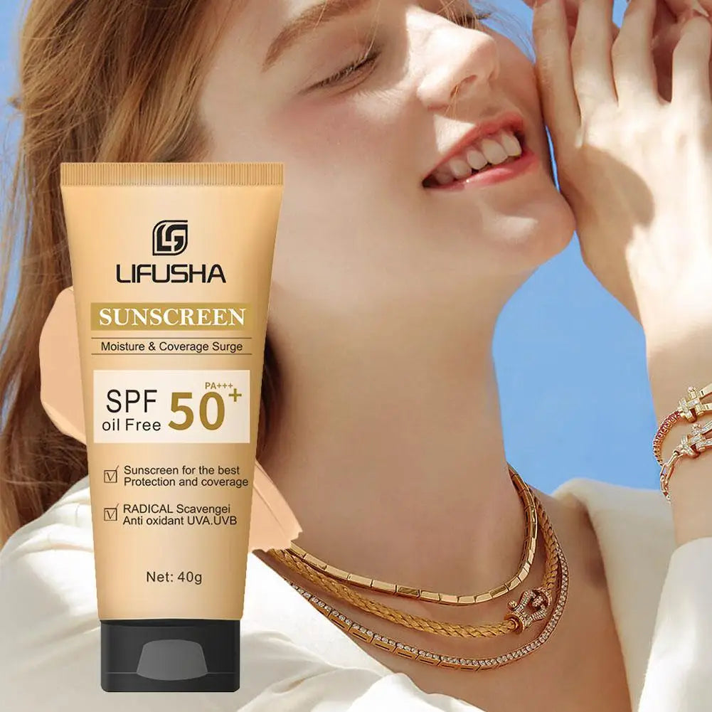 SPF 50 Face Sunscreen Foundation Sunblock Skin Protective Cream Oil-control Moisturizing Sun Screen Cream 40g