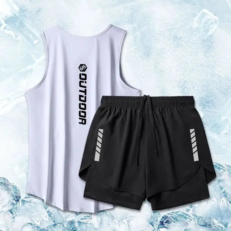 Sport Suits Men Summer Thin Quick Drying Vest+shorts Man's Set Fitness Running Suit Two-piece Set Mesh Ventilation Tracksuit